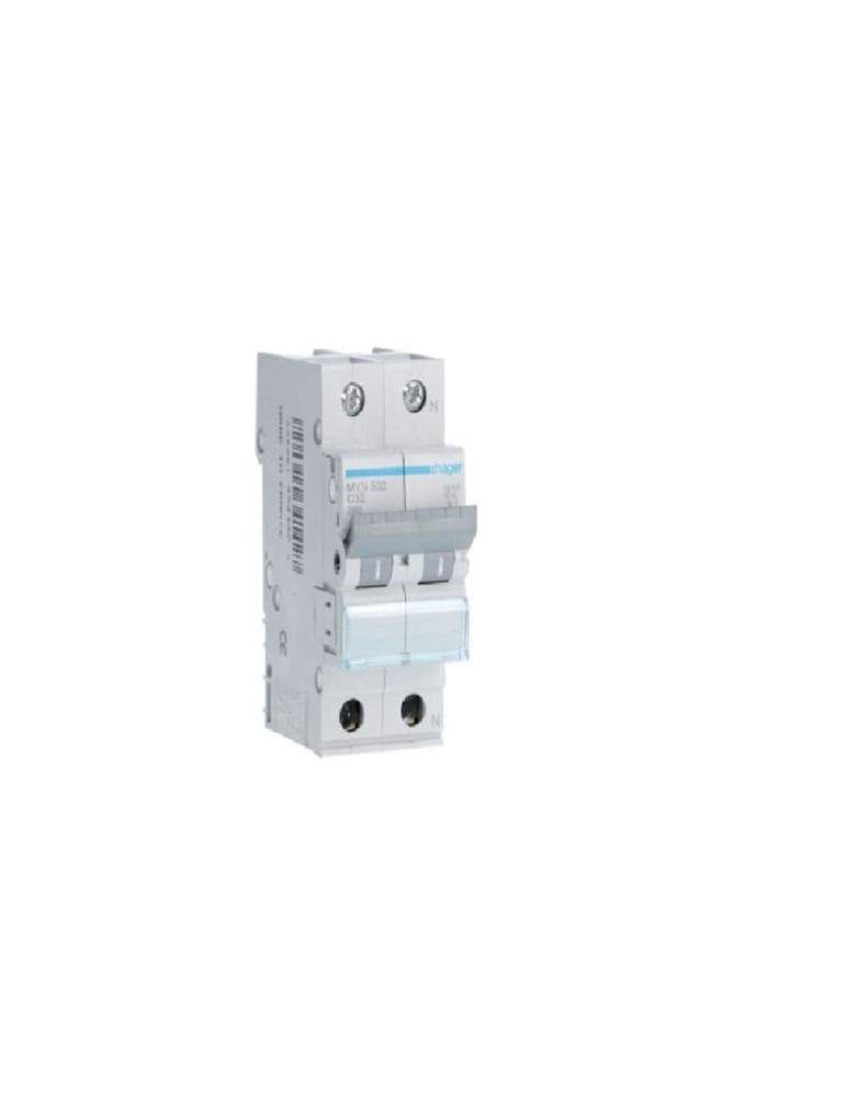 Interruttore Magnetotermico 1P+N 32A 4,5Ka 2M HAGER - MYN532