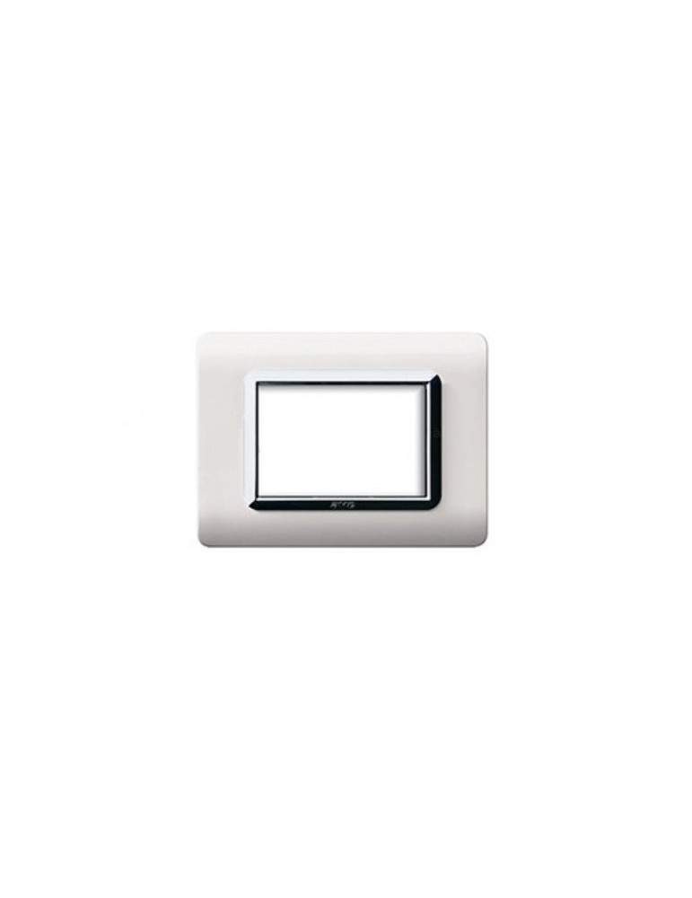 Placca Cornice TECNOPOLIMERO 44 Bianco Cornice Cromata 3Mod AVE - 44PY03BLC