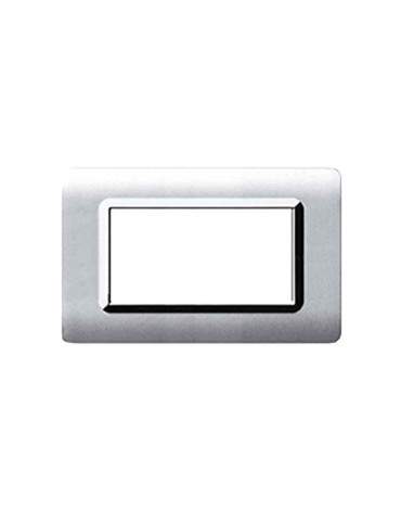 Placca Cornice TECNOPOLIMERO 44 Alluminio Naturale Cornice Cromata 4Mod AVE - 44PY04ALS