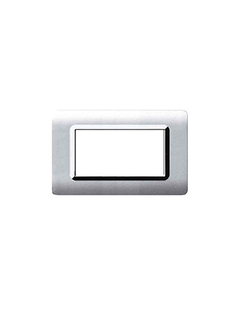 Placca Cornice TECNOPOLIMERO 44 Alluminio Naturale Cornice Cromata 4Mod AVE - 44PY04ALS