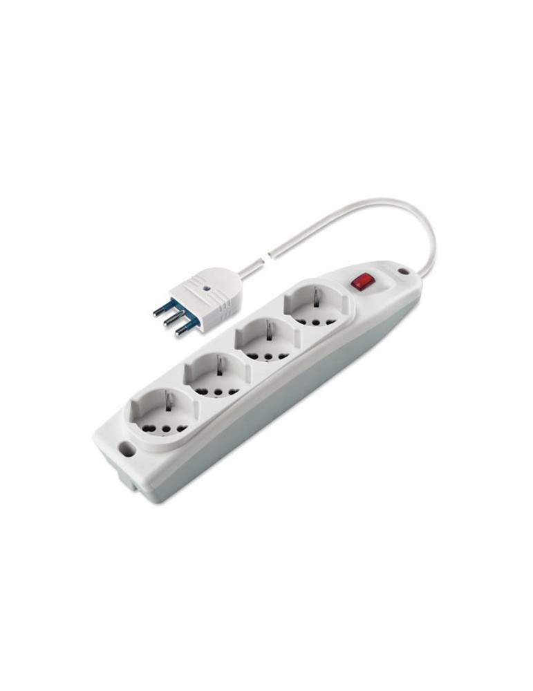 Presa Multipla Serie Sicura 2 Poli 4 Prese Pluristandard 16A Italiana C/Int. + Cavo SCAME - 161.40511.R