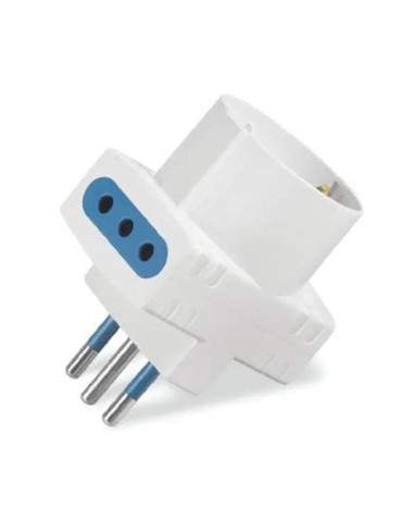 Adattatore Triplo Spina Serie Azzurra 250V Bianco P30 + 2PR 2P+T 10A SCAME - 144.457