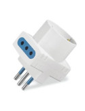 Adattatore Triplo Spina Serie Azzurra 250V Bianco P30 + 2PR 2P+T 10A SCAME - 144.457