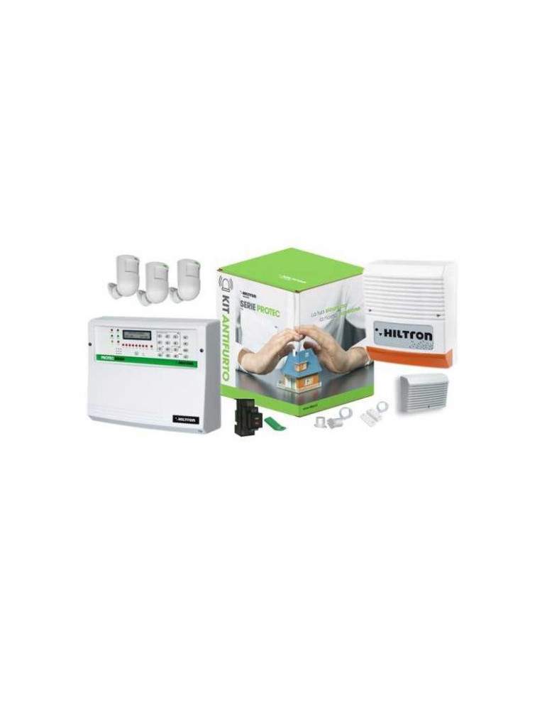 Kit Antifurto 8 Zone Antintrusione Con Centrale Protec8 E Combinatore GSM + Accessori HILTRON - KPROTEC8GSM