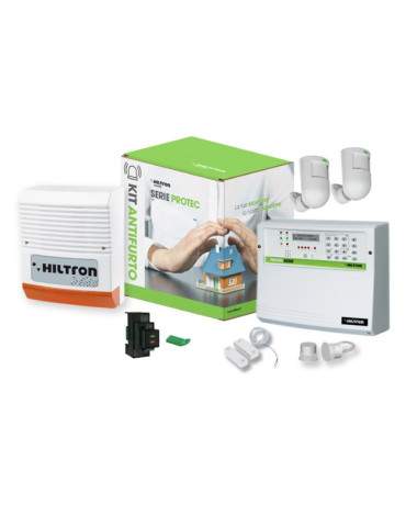 Kit Antifurto 4 Zone Antintrusione Con Centrale Protec4 E Combinatore GSM + Accessori HILTRON - KPROTEC4GSM