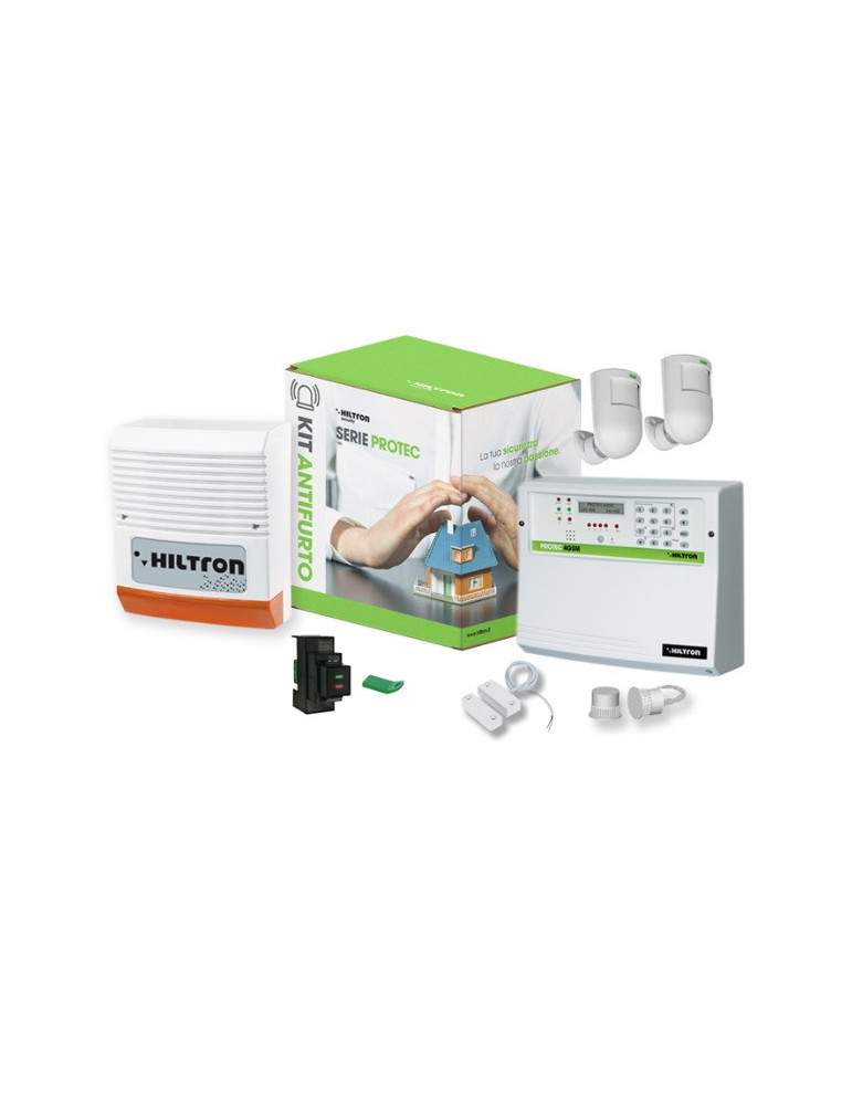 Kit Antifurto 4 Zone Antintrusione Con Centrale Protec4 E Combinatore GSM + Accessori HILTRON - KPROTEC4GSM