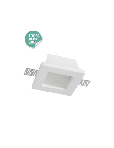 Faretto Ad Incasso Quadrato In Gesso Per Soffitto Con Portalampada GU10 e Vetrino Schermo STONE - 9003