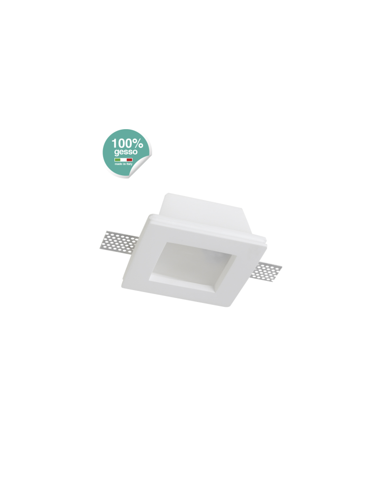 Faretto Ad Incasso Quadrato In Gesso Per Soffitto Con Portalampada GU10 e Vetrino Schermo STONE - 9003