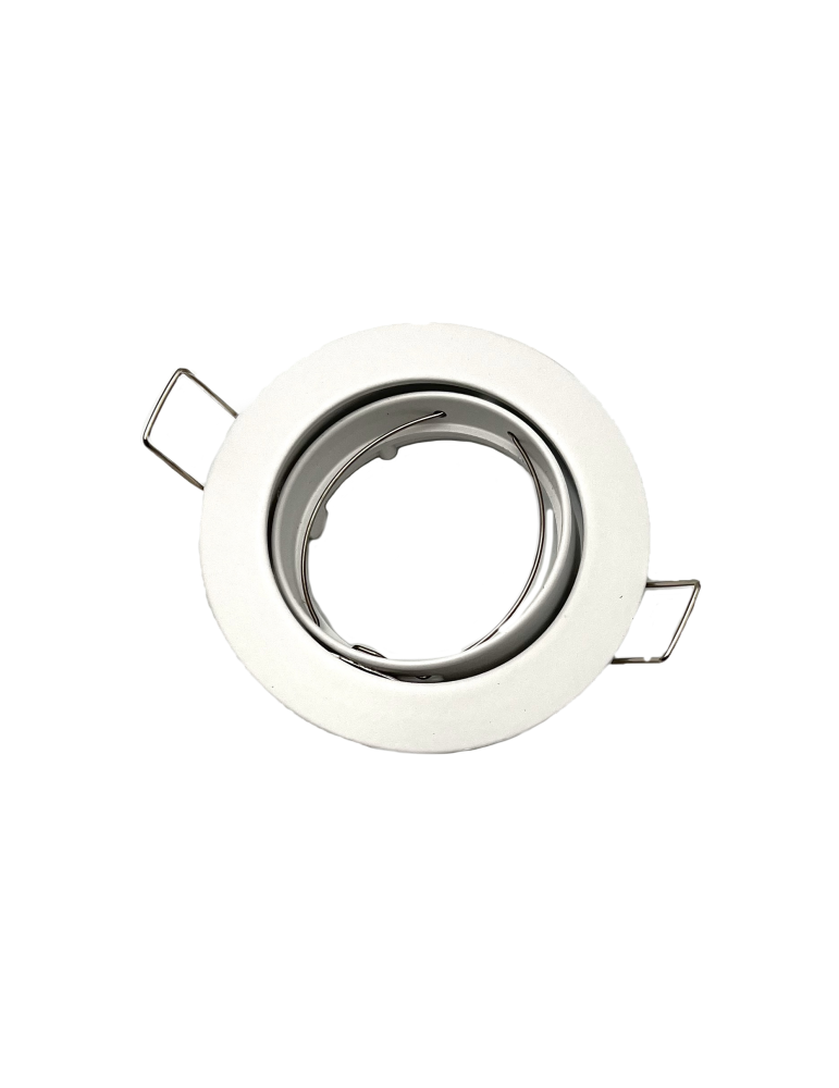 Faretto Ad Incasso Soffitto Tondo IP20 GU10 Orientabile In Alluminio Bianco Con Portalampada STONE - 8006/B