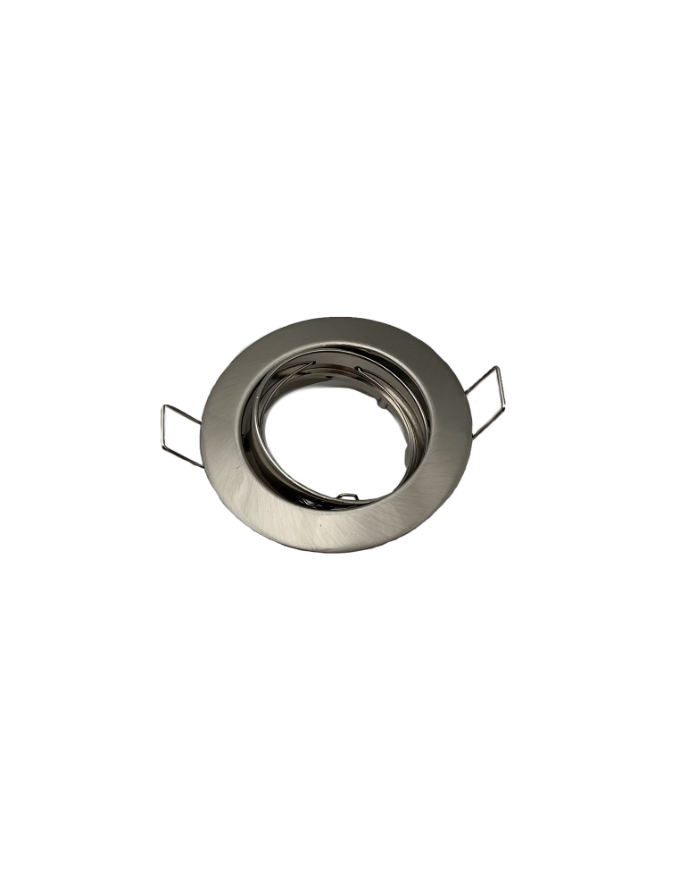 Faretto Ad Incasso Soffitto Tondo IP20 GU10 Orientabile In Alluminio Nichel Satinato Con Portalampada STONE - 8006/NS