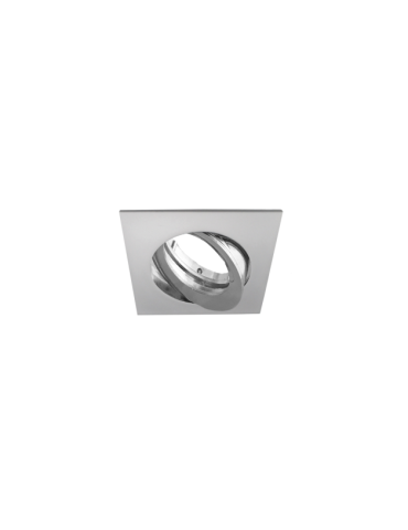 Faretto Ad Incasso Soffitto Quadrato IP20 GU10 Orientabile In Alluminio Cromo Lucido Con Portalampada STONE - 8008/CL