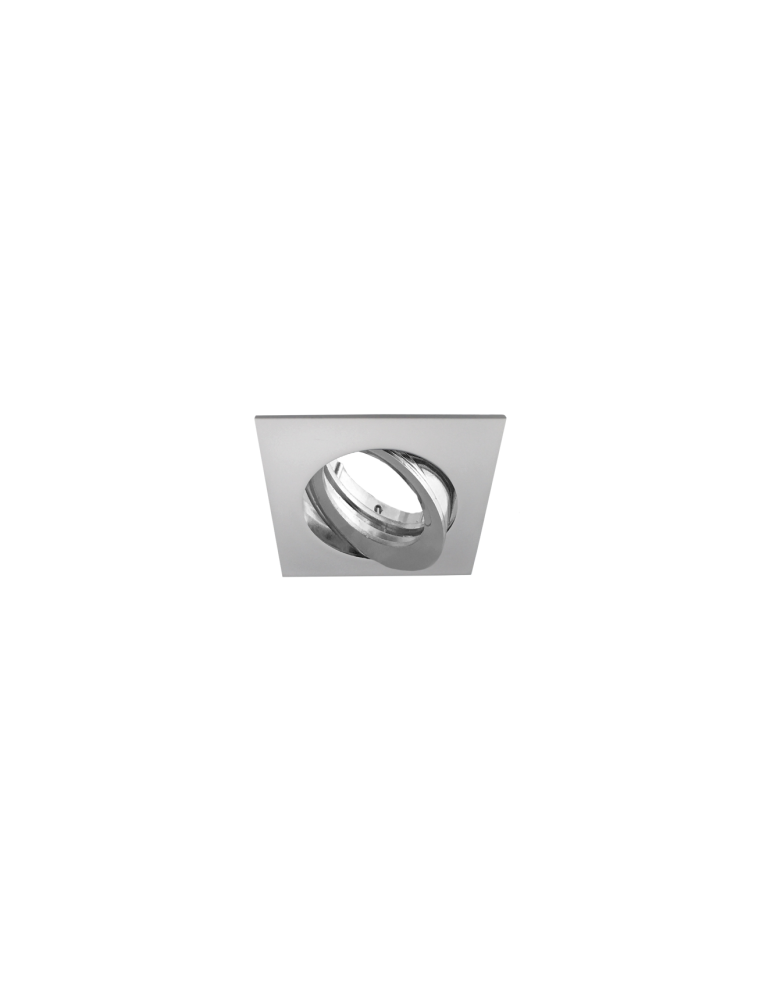 Faretto Ad Incasso Soffitto Quadrato IP20 GU10 Orientabile In Alluminio Cromo Satinato Con Portalampada STONE - 8008/CS