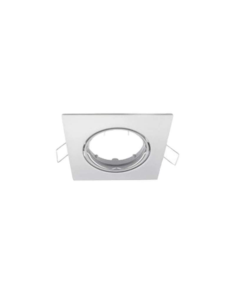 Faretto Ad Incasso Soffitto Quadrato IP20 GU10 Orientabile In Alluminio Bianco Con Portalampada STONE - 8008/B