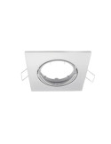 Faretto Ad Incasso Soffitto Quadrato IP20 GU10 Orientabile In Alluminio Bianco Con Portalampada STONE - 8008/B