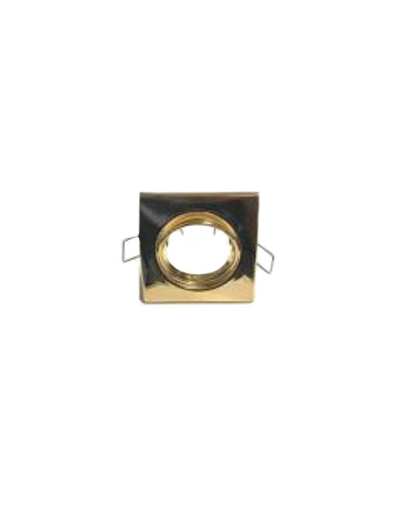 Faretto Ad Incasso Soffitto Quadrato IP20 GU10 Orientabile In Alluminio Oro Lucido Con Portalampada STONE - 8008/OL