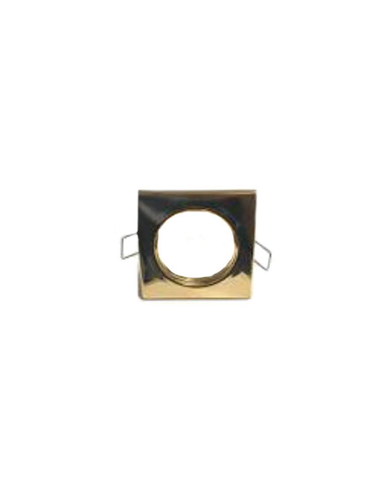 Faretto Ad Incasso Soffitto Quadrato IP20 GU10 Fisso In Alluminio Oro Lucido Con Portalampada STONE - 8007/OL