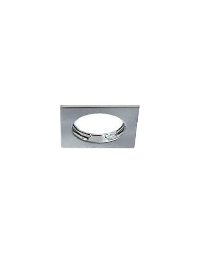 Faretto Ad Incasso Soffitto Quadrato IP20 GU10 Fisso In Alluminio Cromo Lucido Con Portalampada STONE - 8007/CL