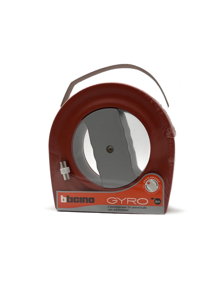Prolunga Avvolgicavo TV Universale GYRO 8m Con Adattatore Cavo Spina E Presa Coassiale 9,5mm BTICINO - S2730