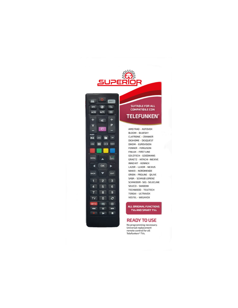 Telecomando Universale Per Smart TV TELEFUNKEN e Tutte Le Marche Vestel SUPERIOR ELECTRONICS - TRB018