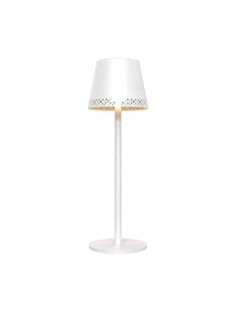 SOPHIE Lampada Da Tavolo Metallo Ricaricabile Dimmerabile Testa Traforata Bianca CFG - EL125
