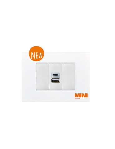Caricatore USB Alimentatore 5V KEYSTONE MINI Tipo A+C TECNOSWITCH - KS112PU
