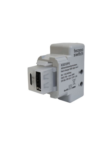 Alimentatore Da Incasso KEYSTONE USB C + A PD 20W TECNOSWITCH - KS312PU